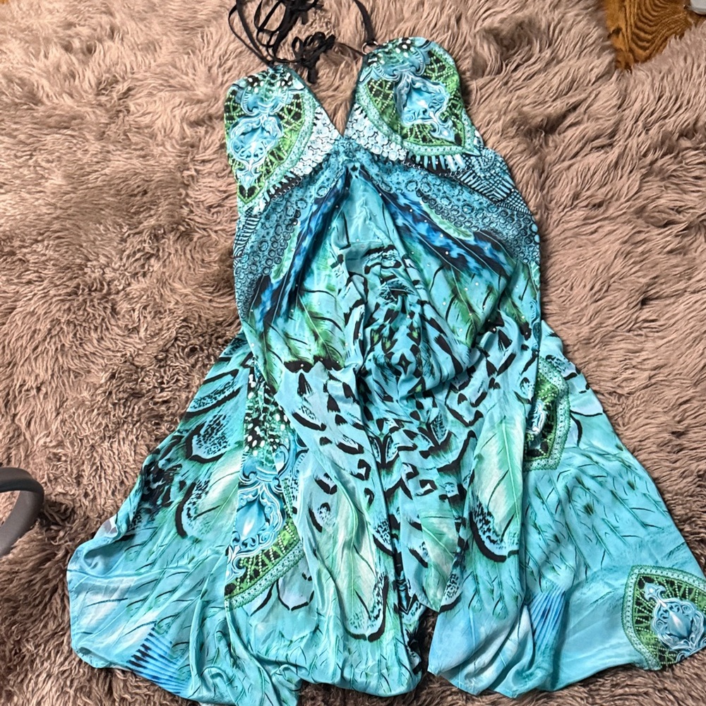 Vibrant Blue Halter Dress